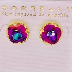$65 Sorrelli Fireside Cushion Cut Pink Purple Earrings